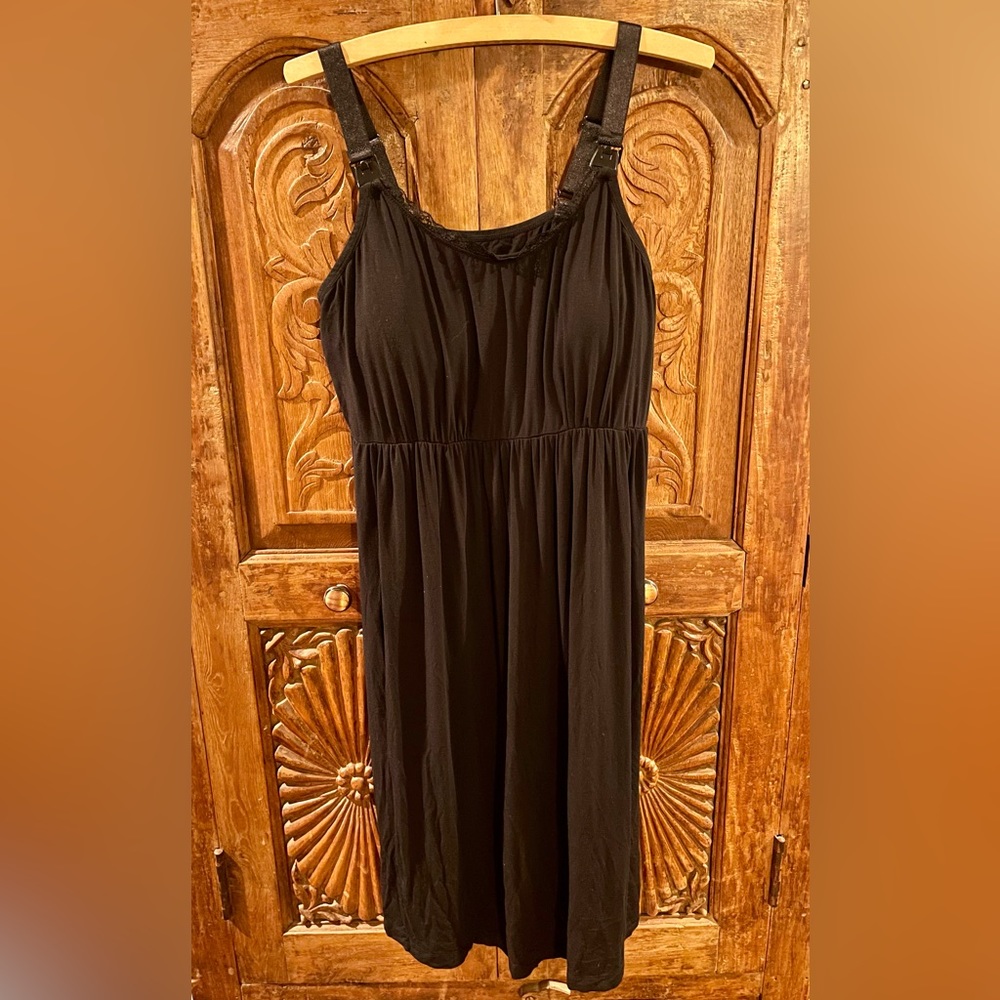 Maternity Jersey Knit Mini Tank Dress Black Stretch Knit